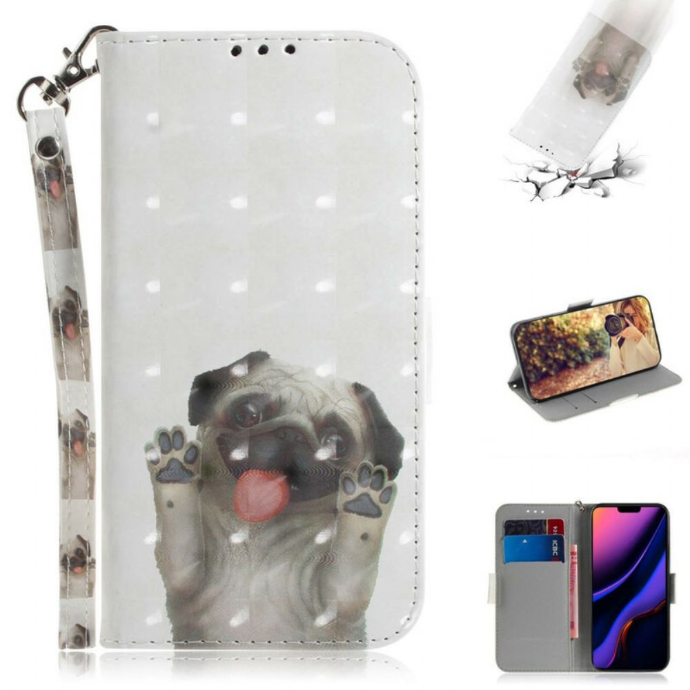 Folio-hoesje voor iPhone 11 Met Ketting Hou Van Mijn Hond Met Riem