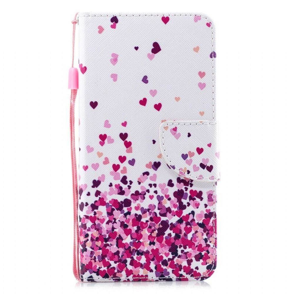 Folio-hoesje voor iPhone 11 Met Ketting Meerdere Hartjes Met Bandjes