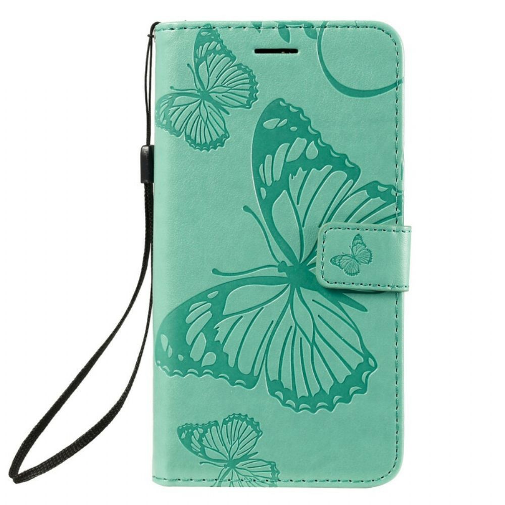 Folio-hoesje voor iPhone 11 Met Ketting Reuzenvlinders Met Bandjes