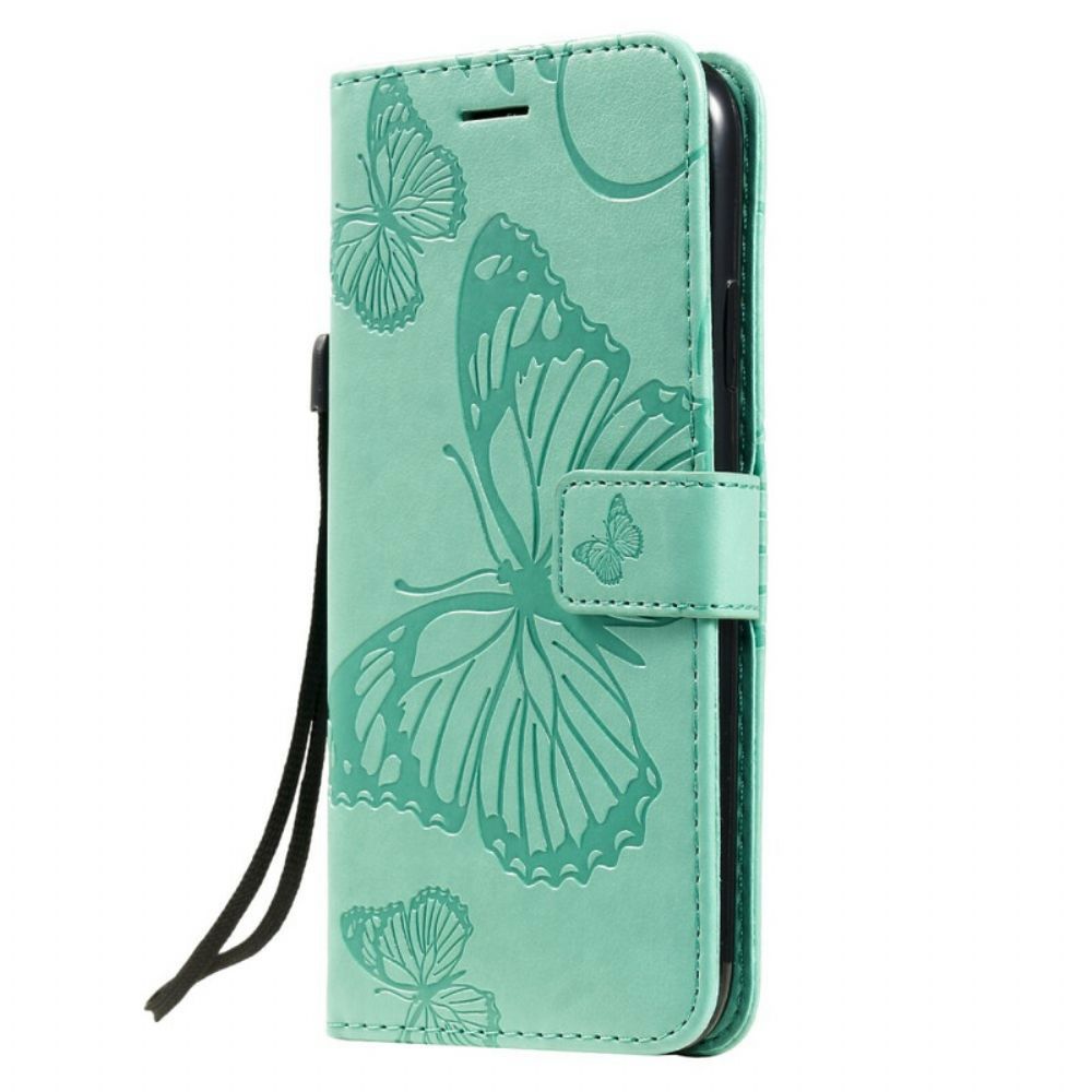 Folio-hoesje voor iPhone 11 Met Ketting Reuzenvlinders Met Bandjes