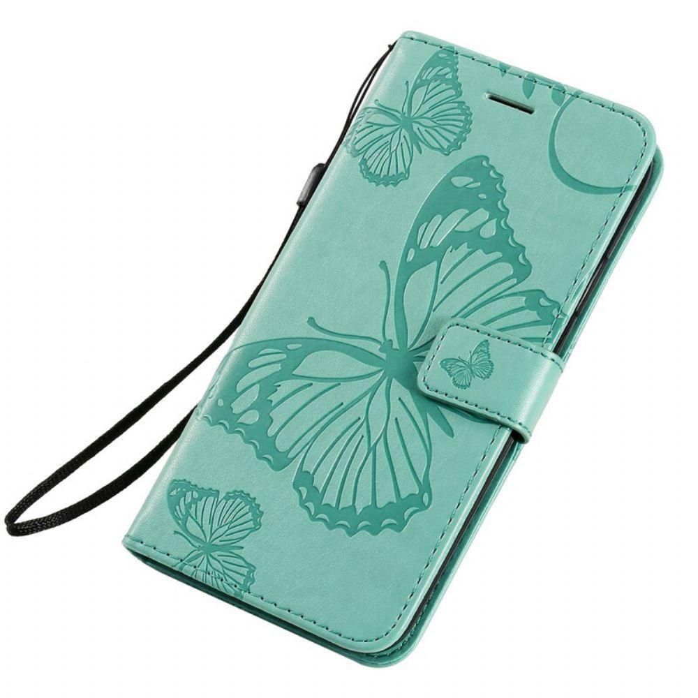 Folio-hoesje voor iPhone 11 Met Ketting Reuzenvlinders Met Bandjes