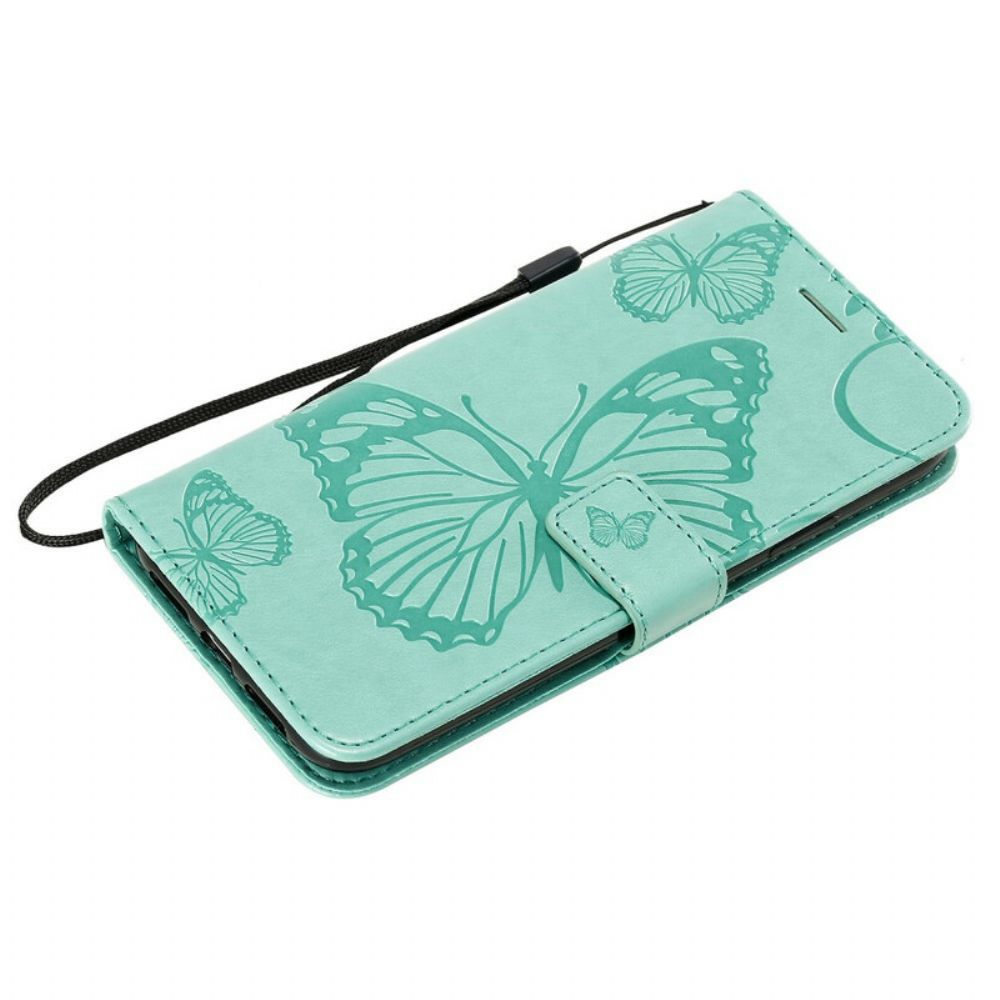 Folio-hoesje voor iPhone 11 Met Ketting Reuzenvlinders Met Bandjes