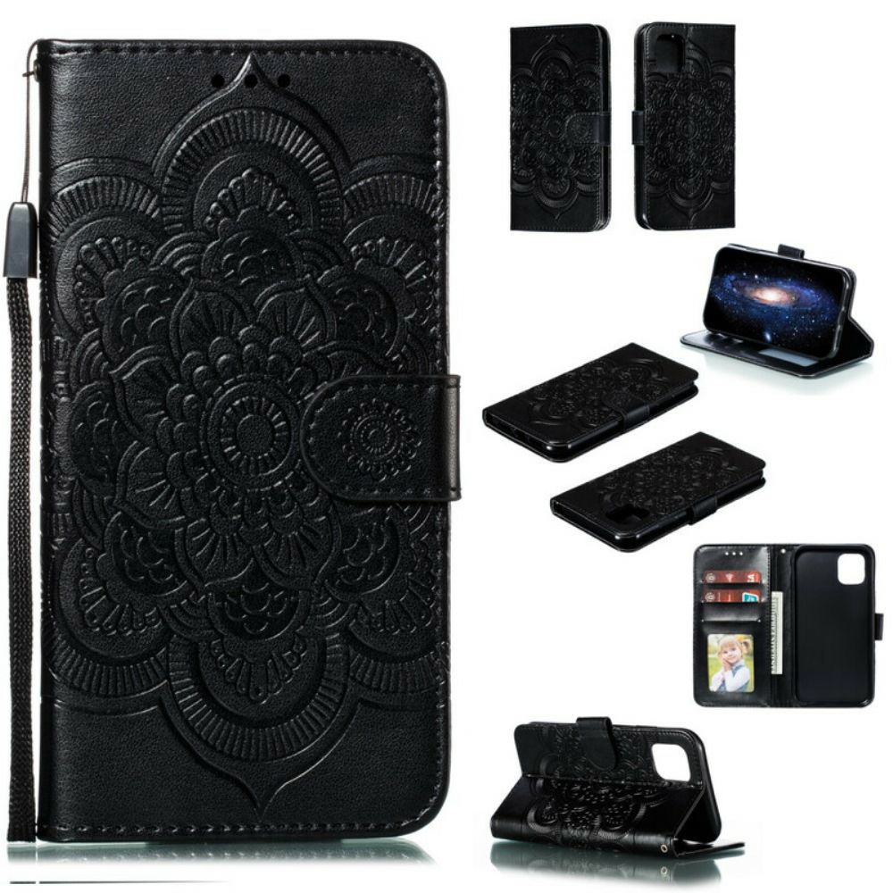 Folio-hoesje voor iPhone 11 Met Ketting Volledige Mandala Met Bandjes