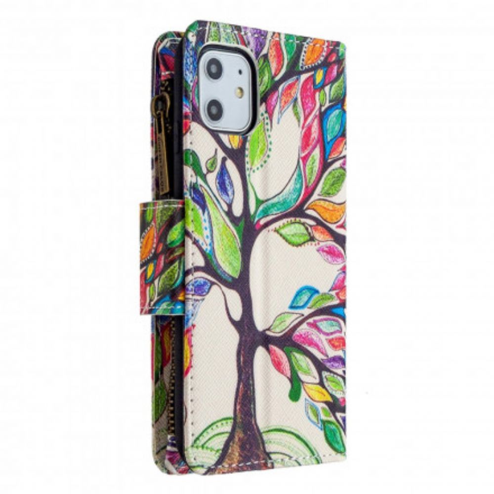 Folio-hoesje voor iPhone 11 Zak Met Rits Met Boom