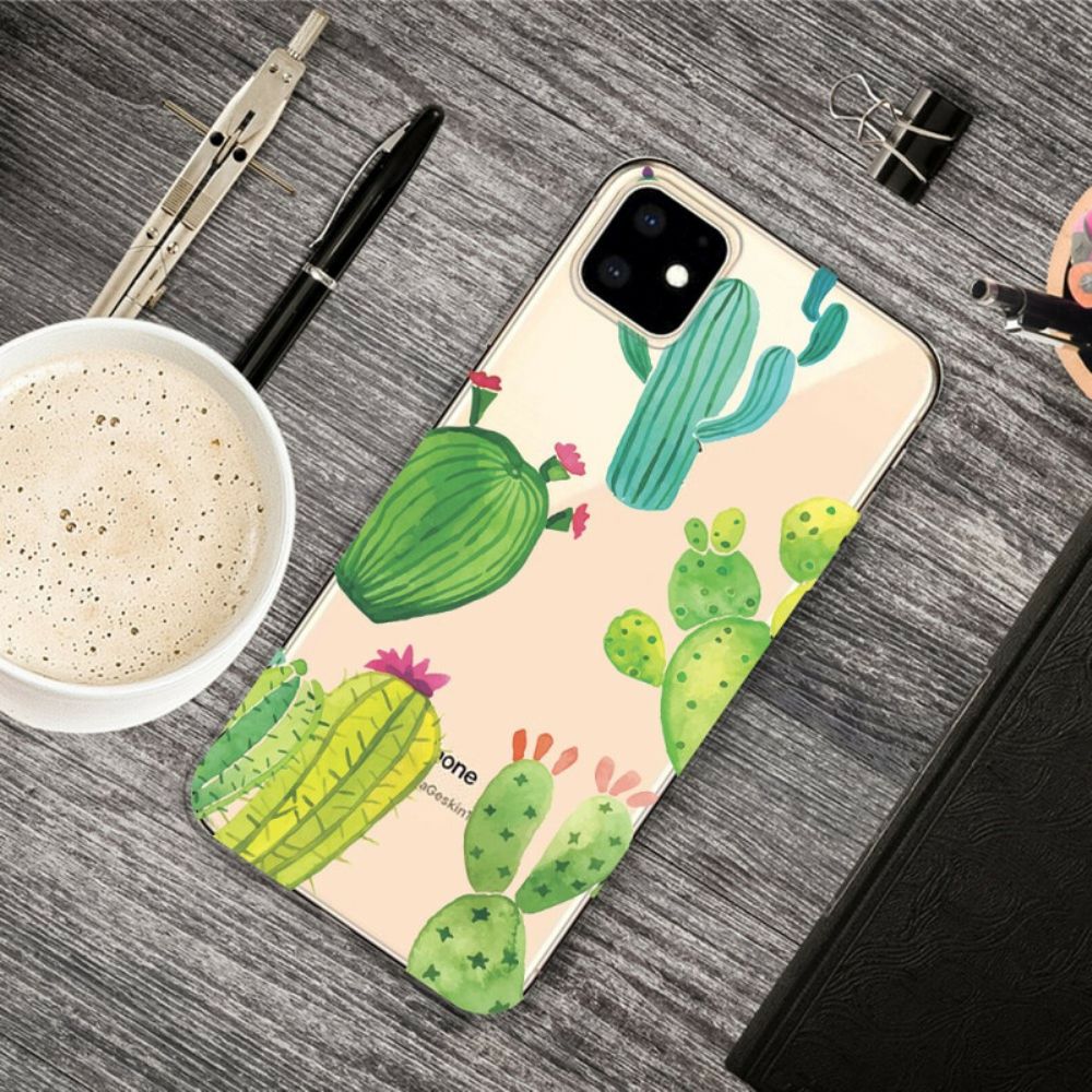 Hoesje voor iPhone 11 Cactus Aquarel