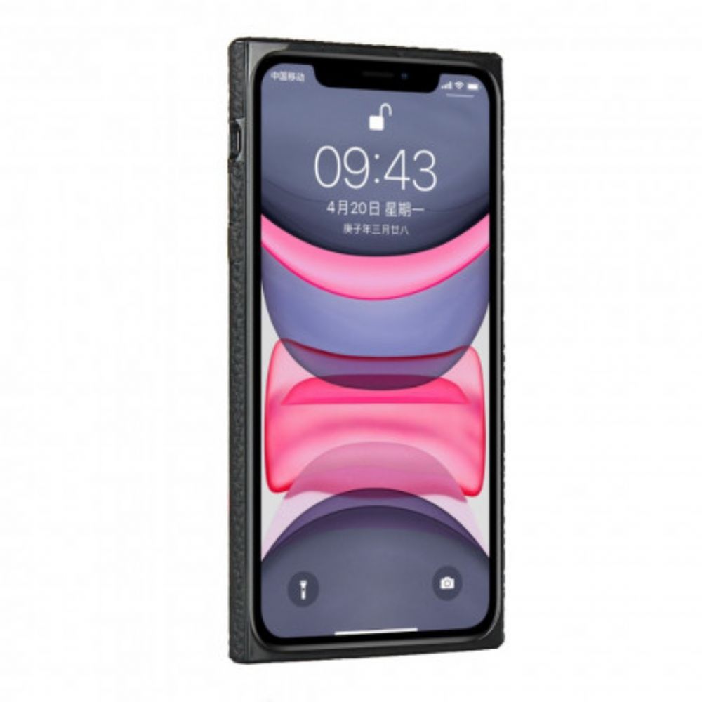 Hoesje voor iPhone 11 Echt Litchi-leer Met Riem