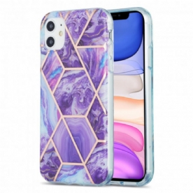 Hoesje voor iPhone 11 Flitsachtig Geometrisch Marmer