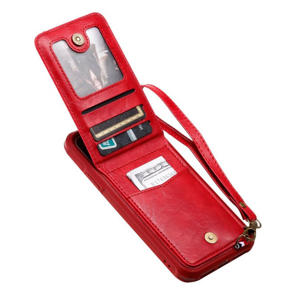 Hoesje voor iPhone 11 Folio-hoesje Opvouwbare Kaarthouder Met Lanyard