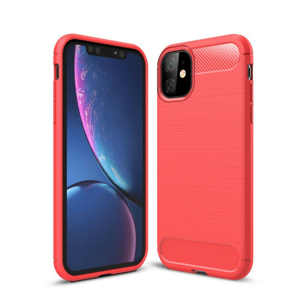 Hoesje voor iPhone 11 Geborstelde Koolstofvezel