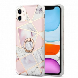 Hoesje voor iPhone 11 Geometrisch Marmer Met Ringsteun