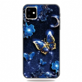 Hoesje voor iPhone 11 Maan Nacht Vlinder