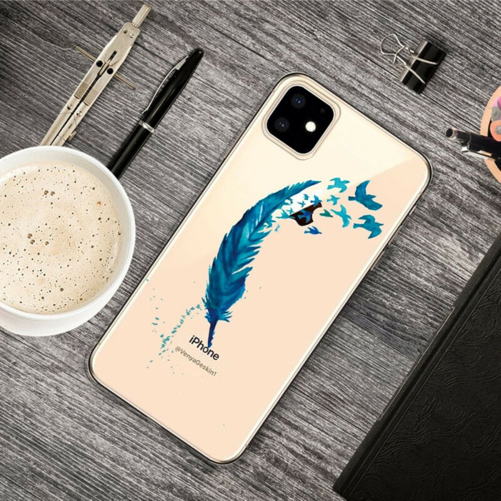 Hoesje voor iPhone 11 Mooie Blauwe Veer