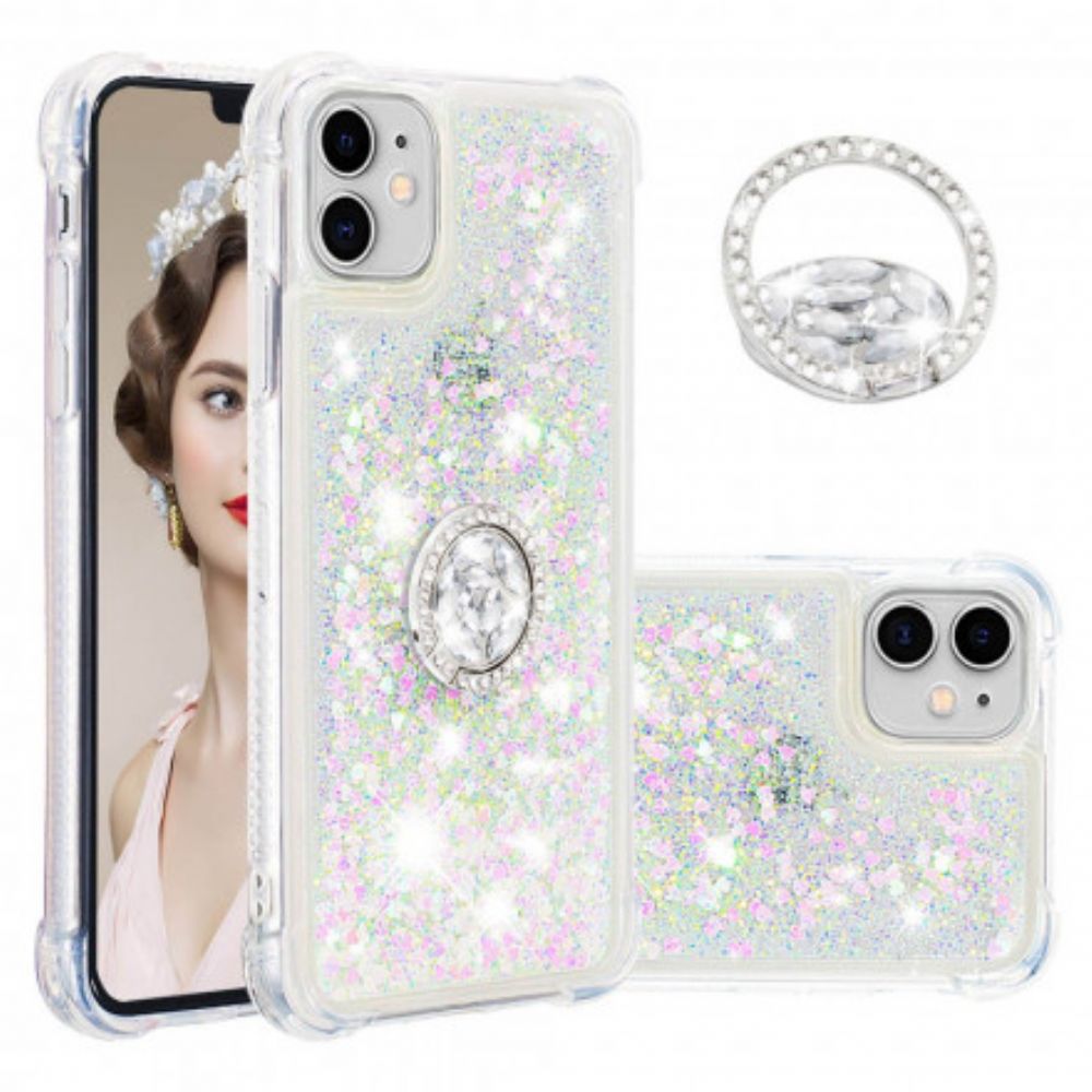 Hoesje voor iPhone 11 Pailletten Met Ring-ondersteunende Diamanten