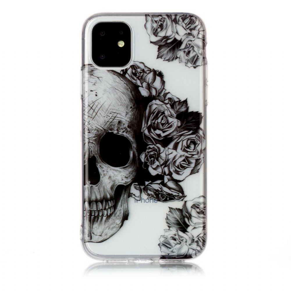 Hoesje voor iPhone 11 Transparante Bloemenschedel