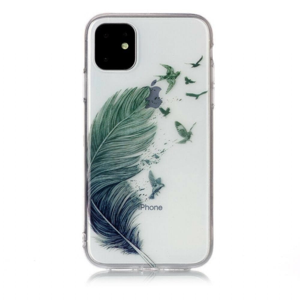 Hoesje voor iPhone 11 Transparante Gekleurde Veer