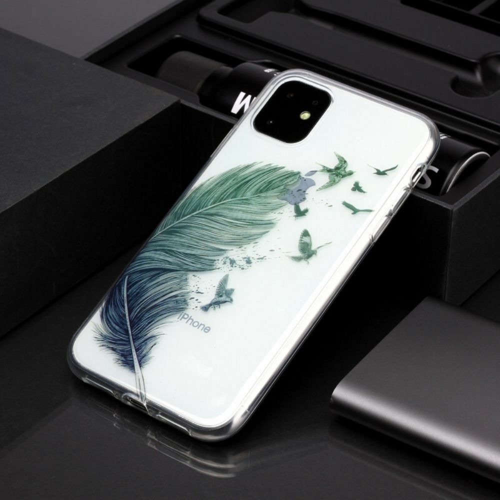 Hoesje voor iPhone 11 Transparante Gekleurde Veer