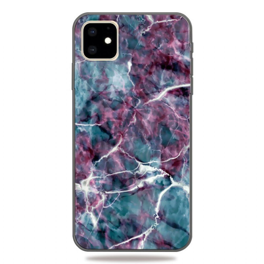 Hoesje voor iPhone 11 Turkoois Marmer