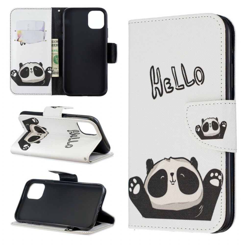 Leren Hoesje voor iPhone 11 Hallo Panda