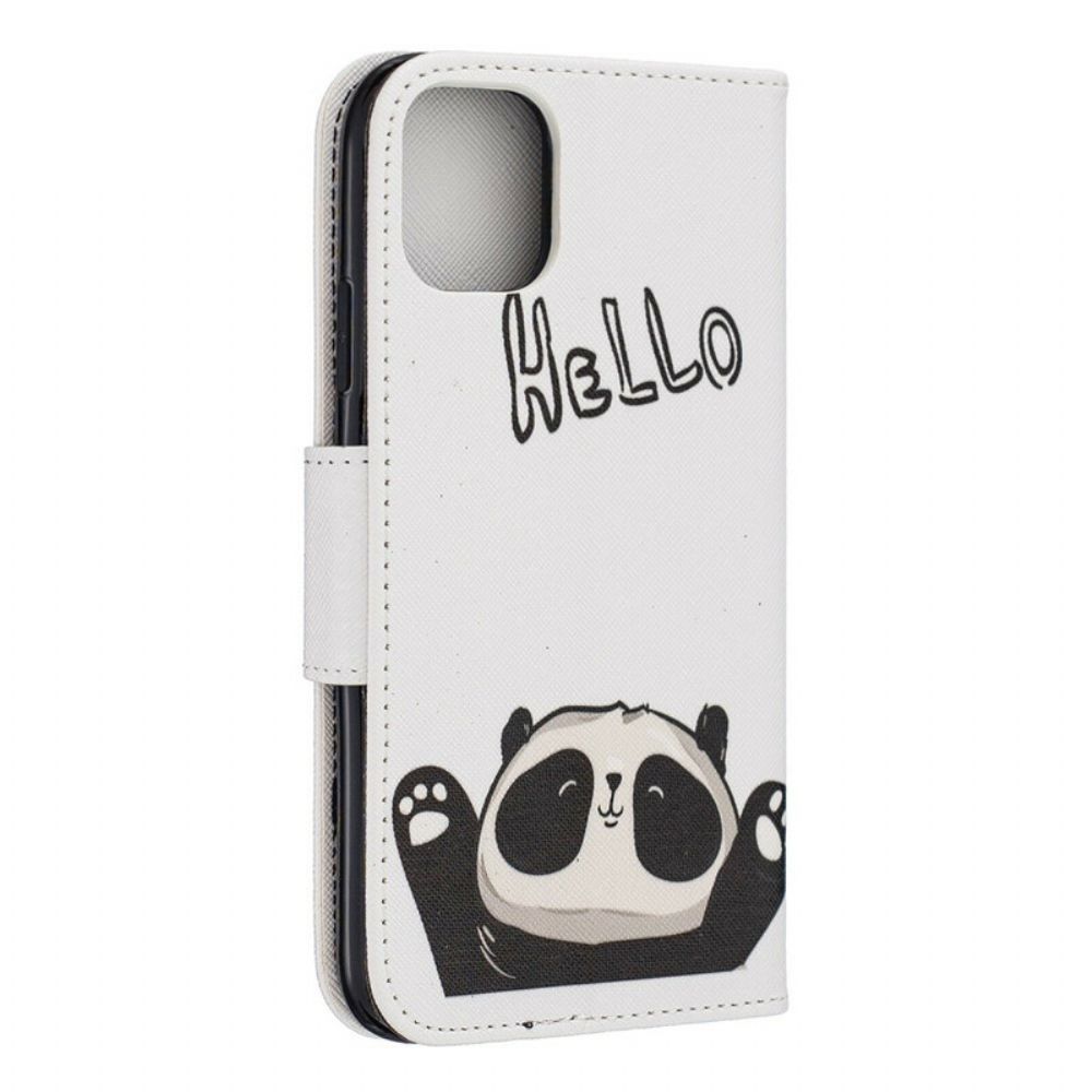 Leren Hoesje voor iPhone 11 Hallo Panda