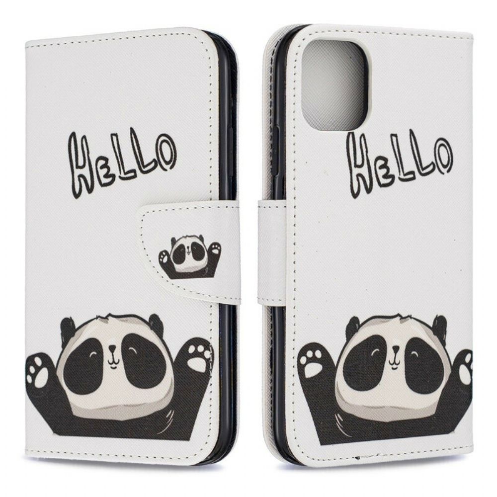 Leren Hoesje voor iPhone 11 Hallo Panda