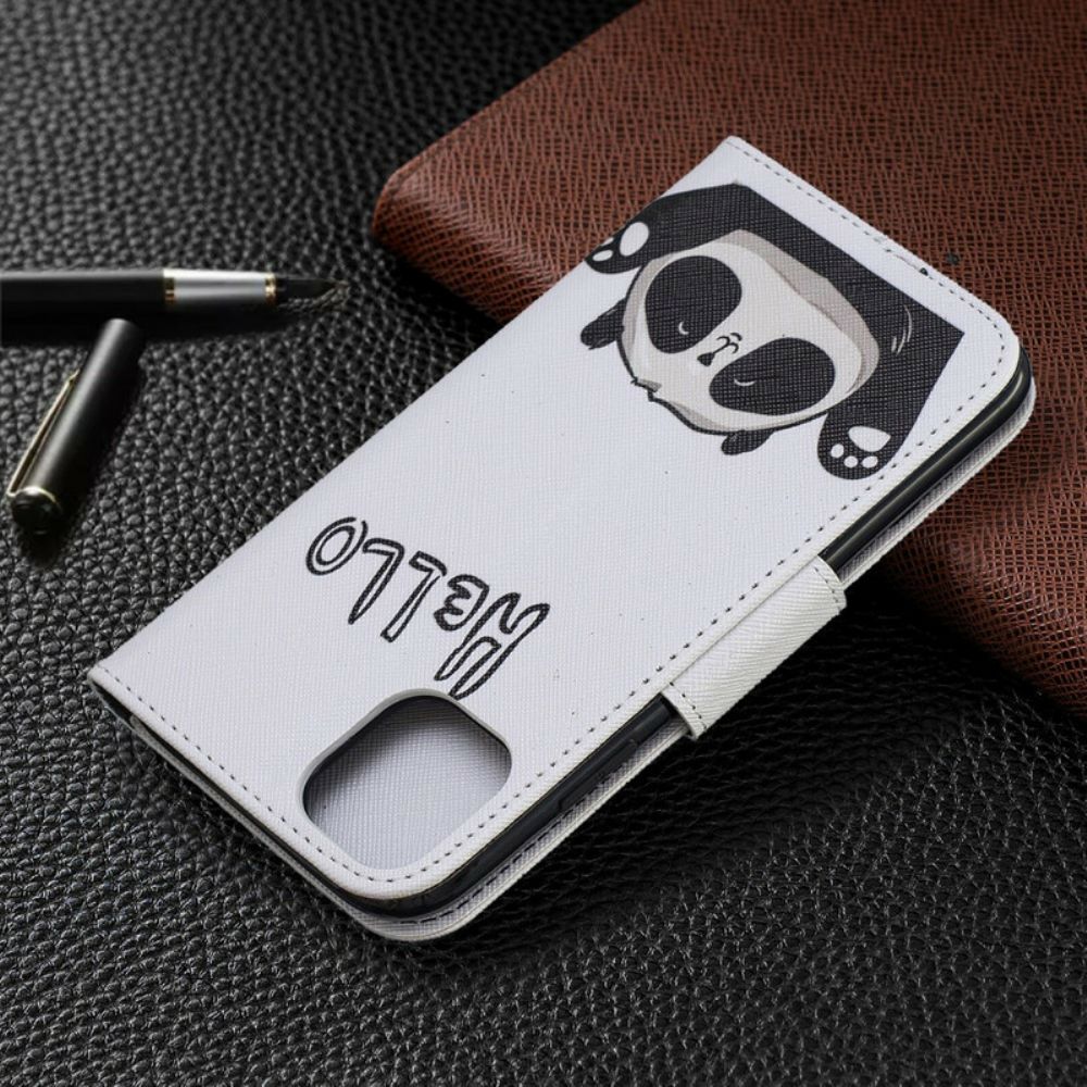 Leren Hoesje voor iPhone 11 Hallo Panda