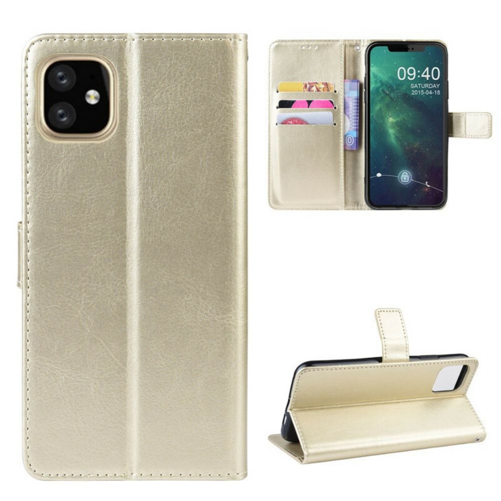 Leren Hoesje voor iPhone 11 Met Ketting Kleurband Met Leereffect