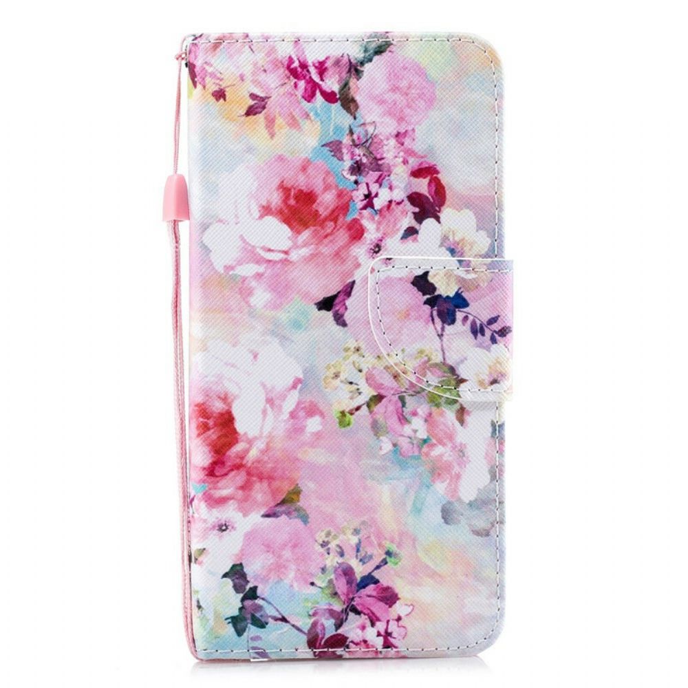 Leren Hoesje voor iPhone 11 Met Ketting Prachtige Band Bloemen