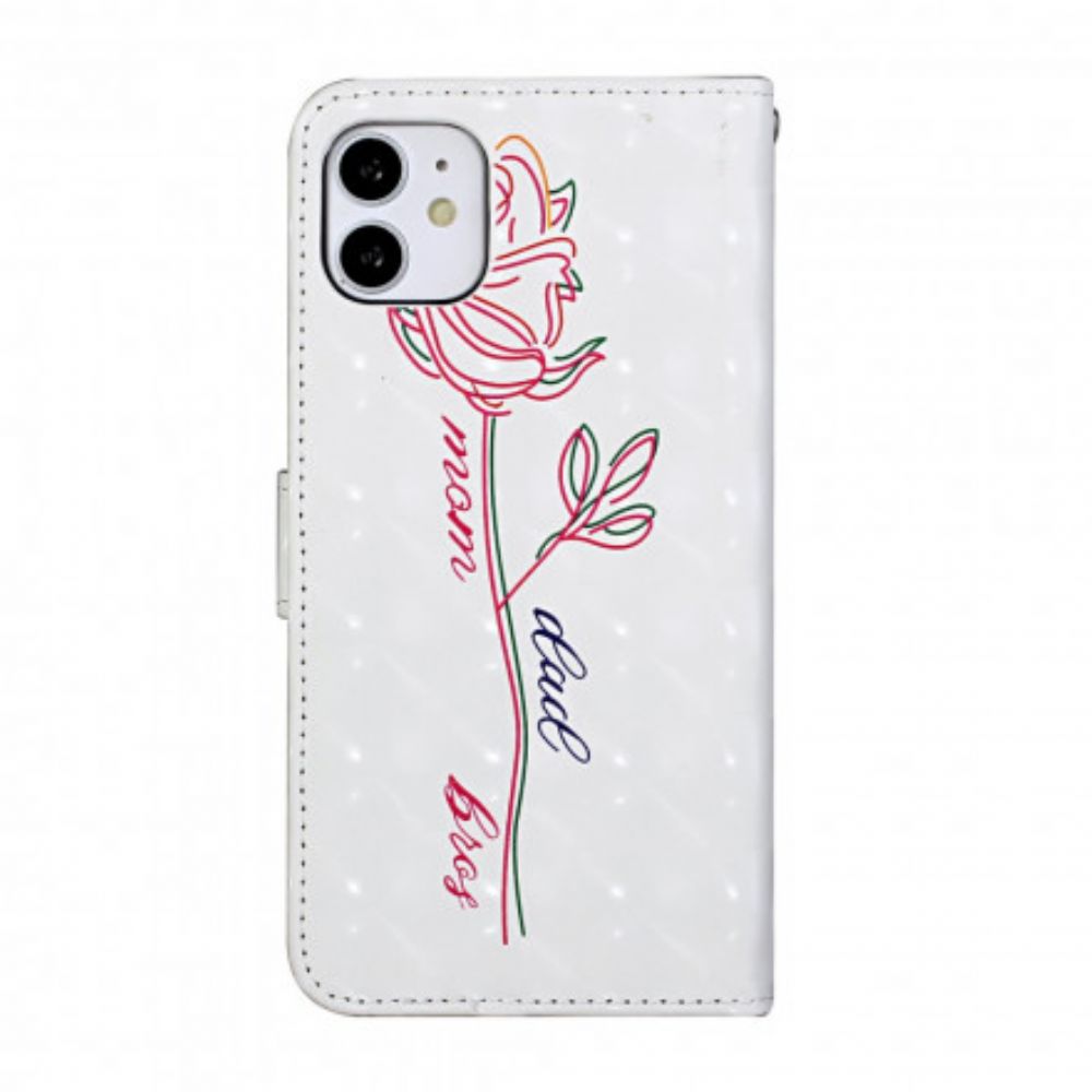 Leren Hoesje voor iPhone 11 Met Ketting Verstelbare Band Met Bloemen