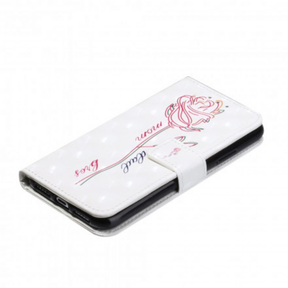 Leren Hoesje voor iPhone 11 Met Ketting Verstelbare Band Met Bloemen