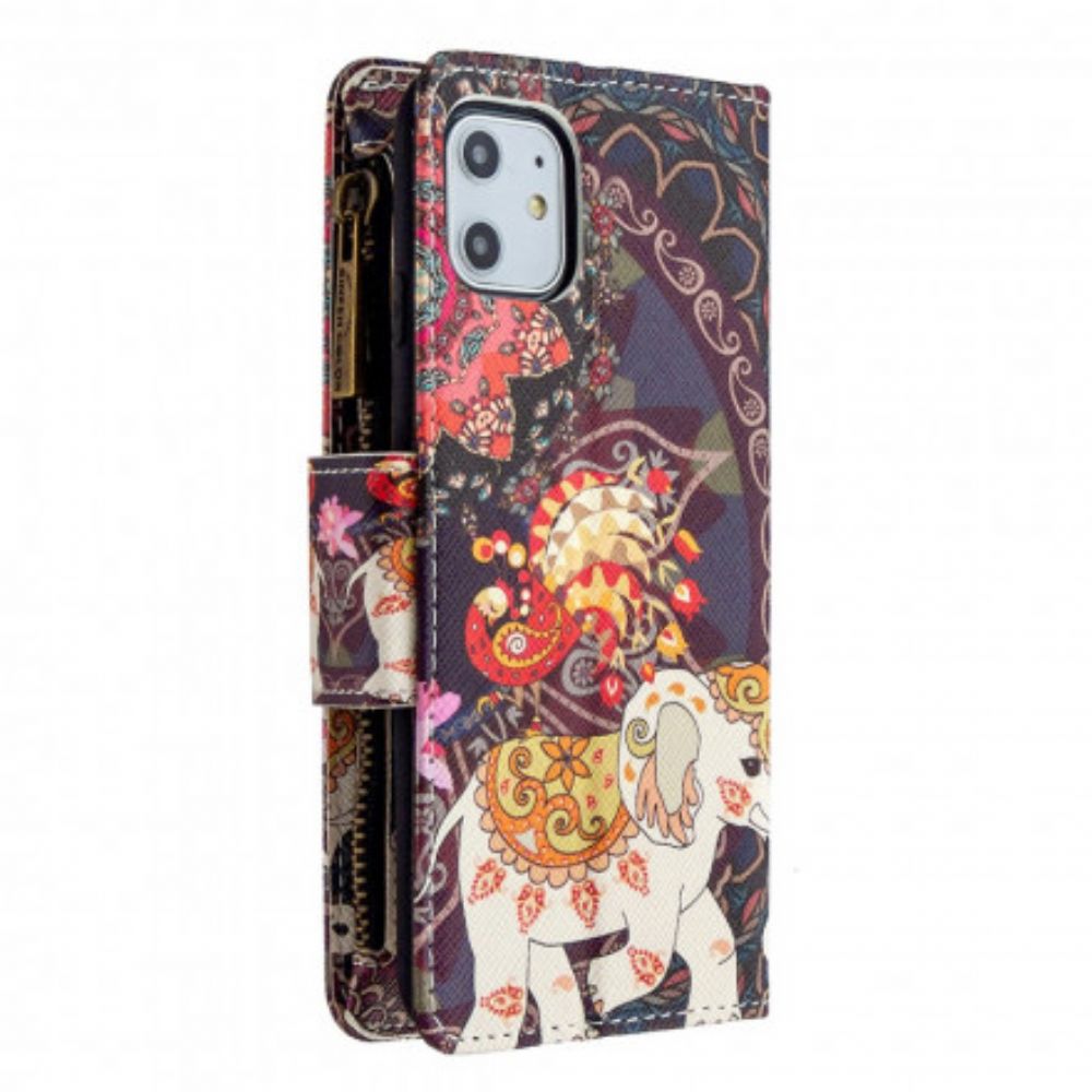 Leren Hoesje voor iPhone 11 Olifantenzak Met Rits