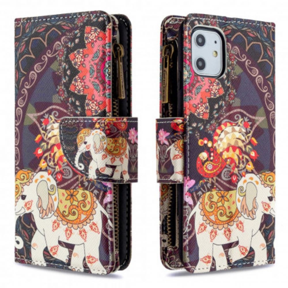 Leren Hoesje voor iPhone 11 Olifantenzak Met Rits