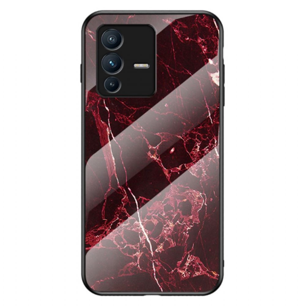 Bescherming Hoesje voor Vivo V23 5G Marmer Kleuren Gehard Glas