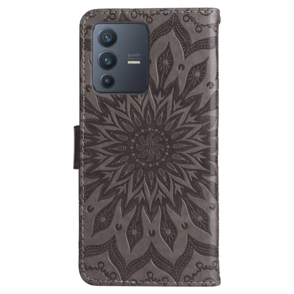 Folio-hoesje voor Vivo V23 5G Zonnemandala Met Lanyard