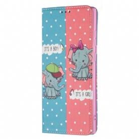 Bescherming Hoesje voor Samsung Galaxy S22 Ultra 5G Folio-hoesje Baby Olifanten