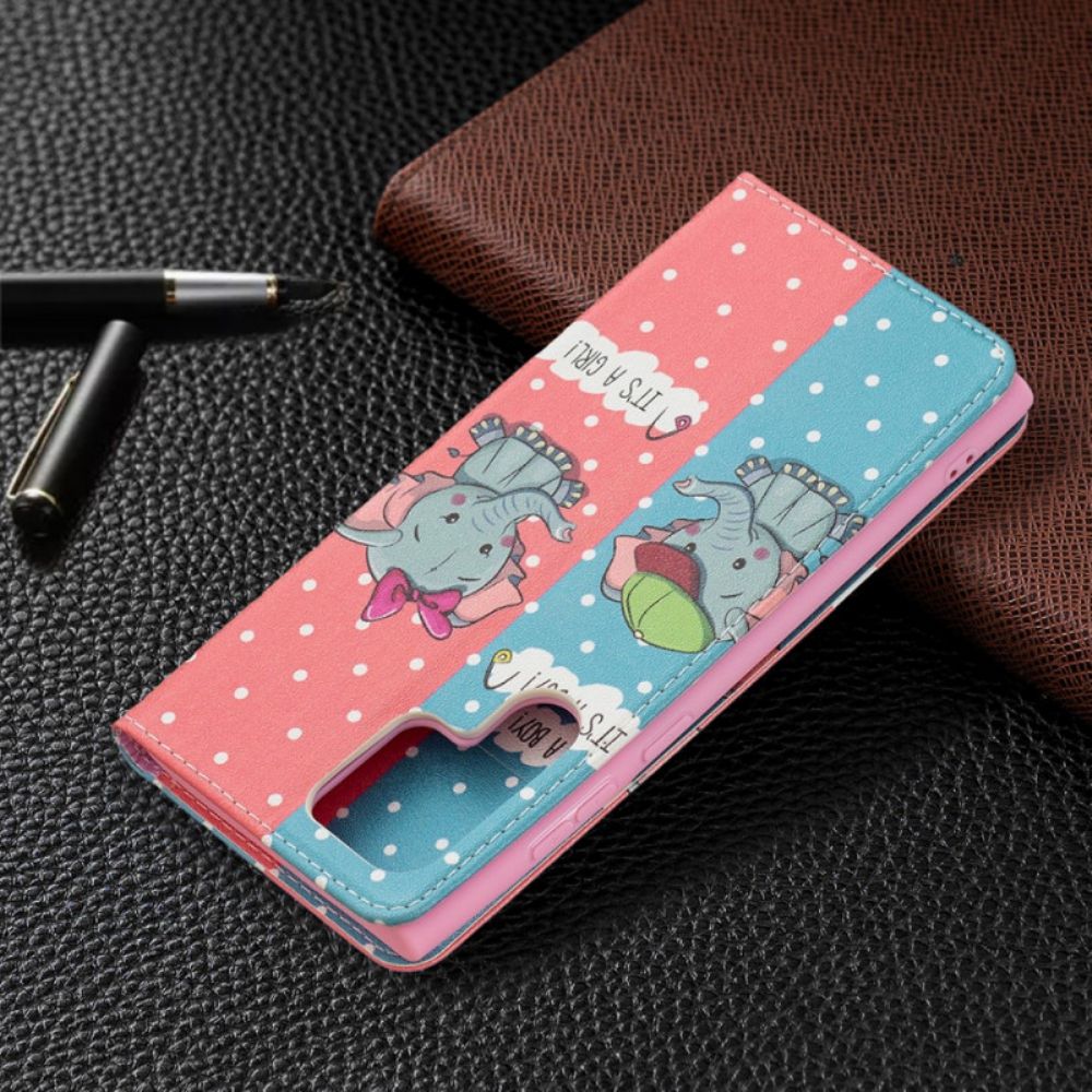 Bescherming Hoesje voor Samsung Galaxy S22 Ultra 5G Folio-hoesje Baby Olifanten