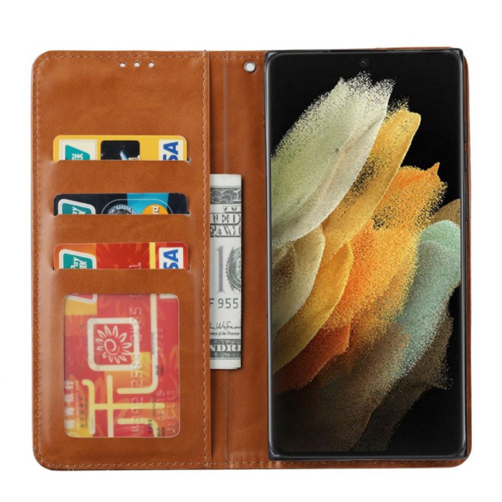 Bescherming Hoesje voor Samsung Galaxy S22 Ultra 5G Folio-hoesje Kaarthouder Van Kunstleer