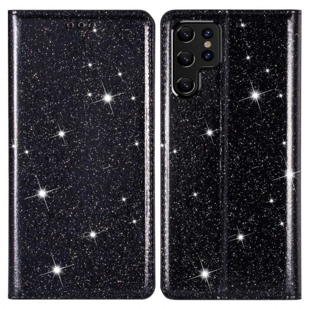 Bescherming Hoesje voor Samsung Galaxy S22 Ultra 5G Folio-hoesje Paillettenstijl