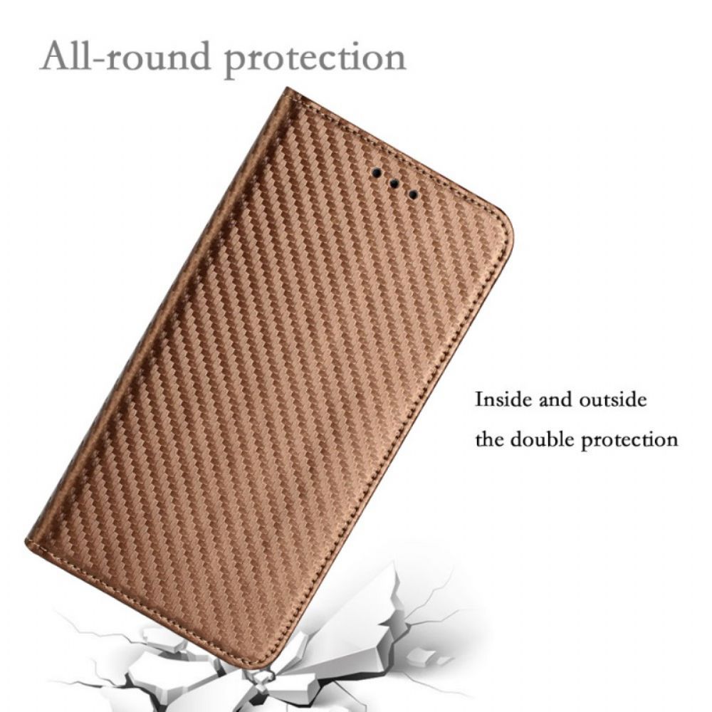 Bescherming Hoesje voor Samsung Galaxy S22 Ultra 5G Met Ketting Folio-hoesje Koolstofvezel Band