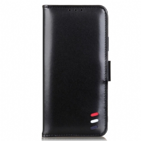 Flip Case voor Samsung Galaxy S22 Ultra 5G Driekleurig Leereffect