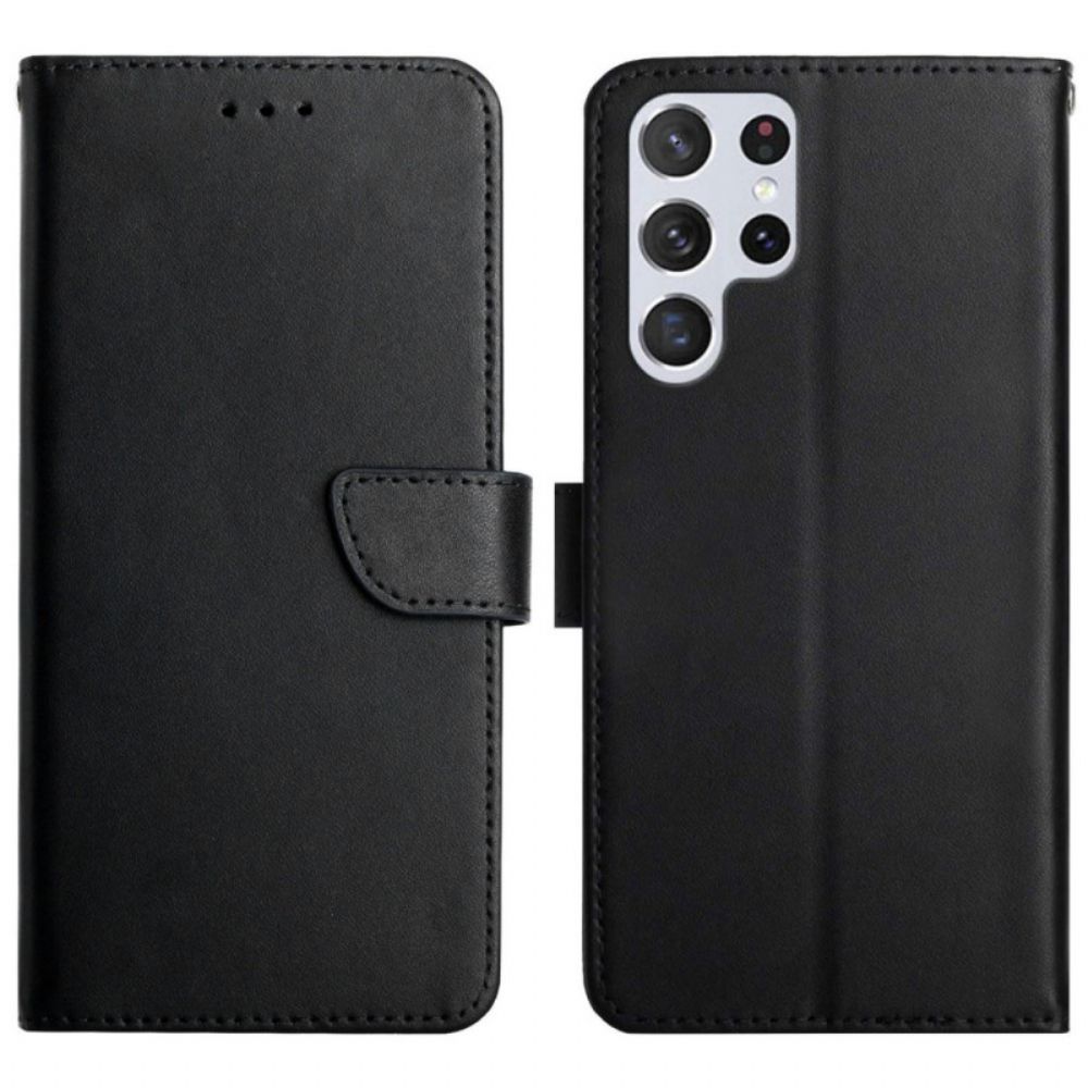 Flip Case voor Samsung Galaxy S22 Ultra 5G Echt Nappaleer