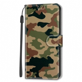 Flip Case voor Samsung Galaxy S22 Ultra 5G Militaire Camouflage