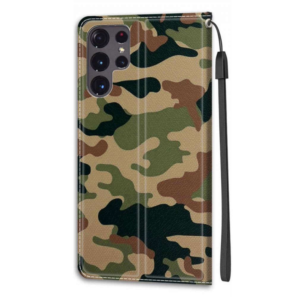 Flip Case voor Samsung Galaxy S22 Ultra 5G Militaire Camouflage