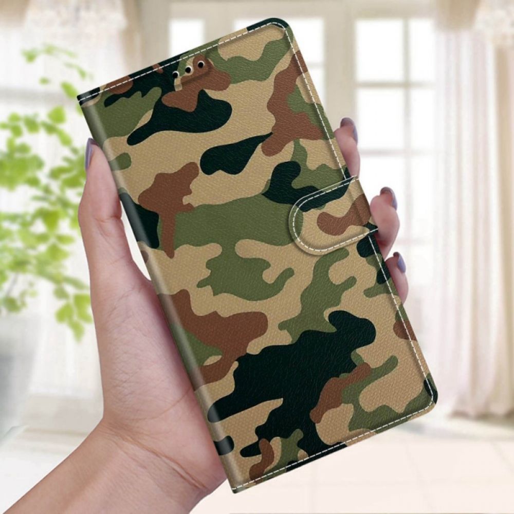 Flip Case voor Samsung Galaxy S22 Ultra 5G Militaire Camouflage