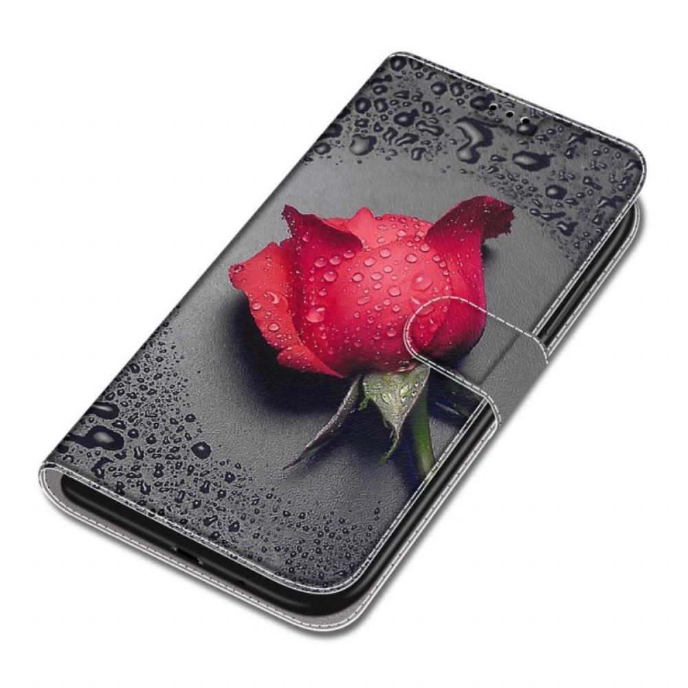 Flip Case voor Samsung Galaxy S22 Ultra 5G Rozen Met Riem