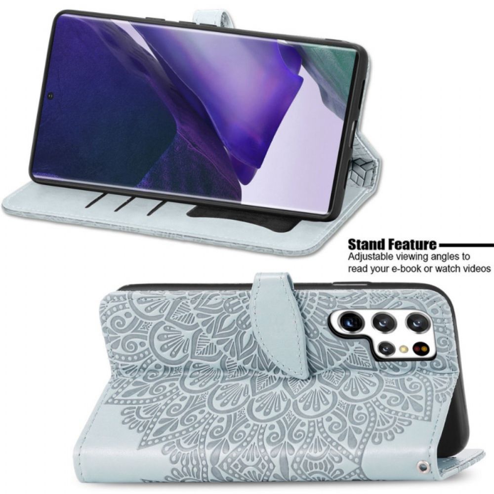 Flip Case voor Samsung Galaxy S22 Ultra 5G Tribale Bladeren