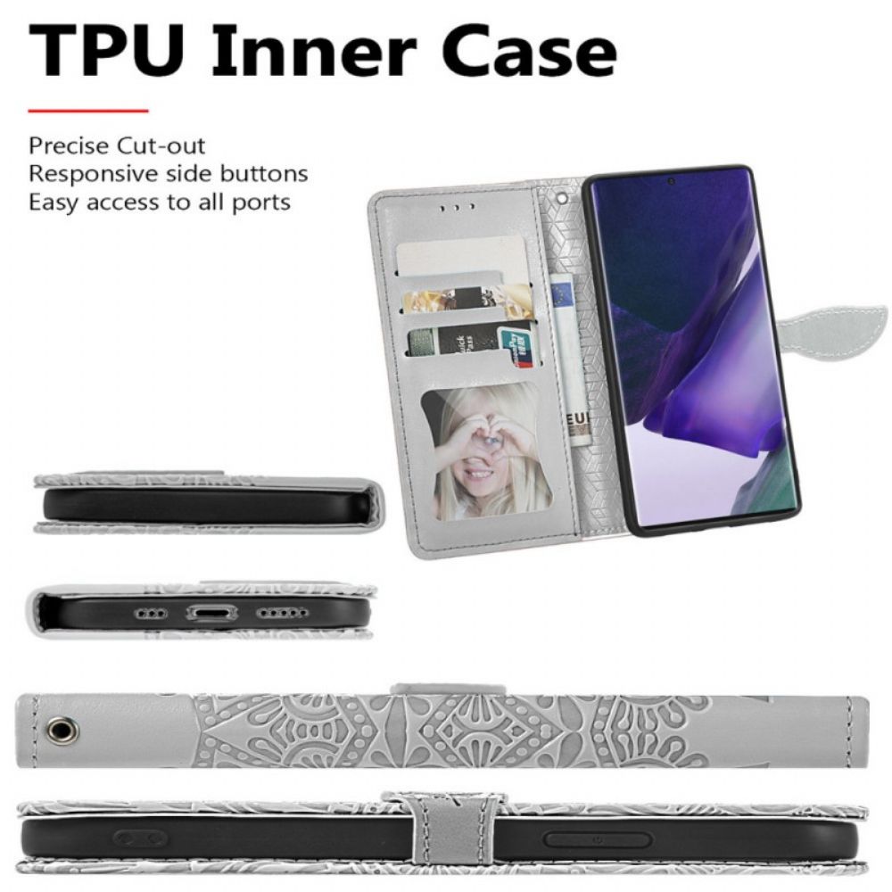 Flip Case voor Samsung Galaxy S22 Ultra 5G Tribale Bladeren