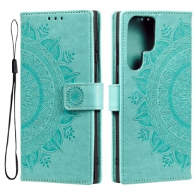 Flip Case voor Samsung Galaxy S22 Ultra 5G Zon Mandala