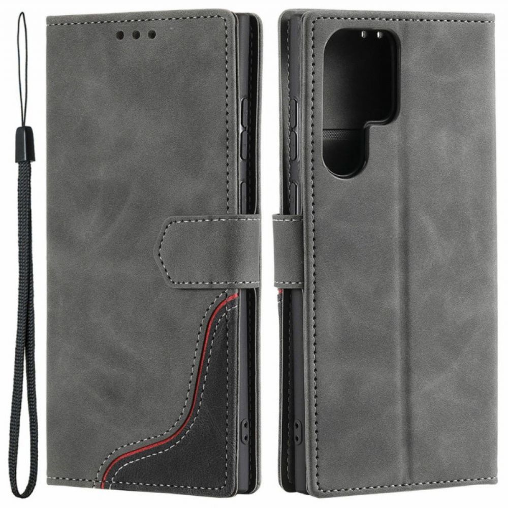 Folio-hoesje voor Samsung Galaxy S22 Ultra 5G Huidgevoelgolf