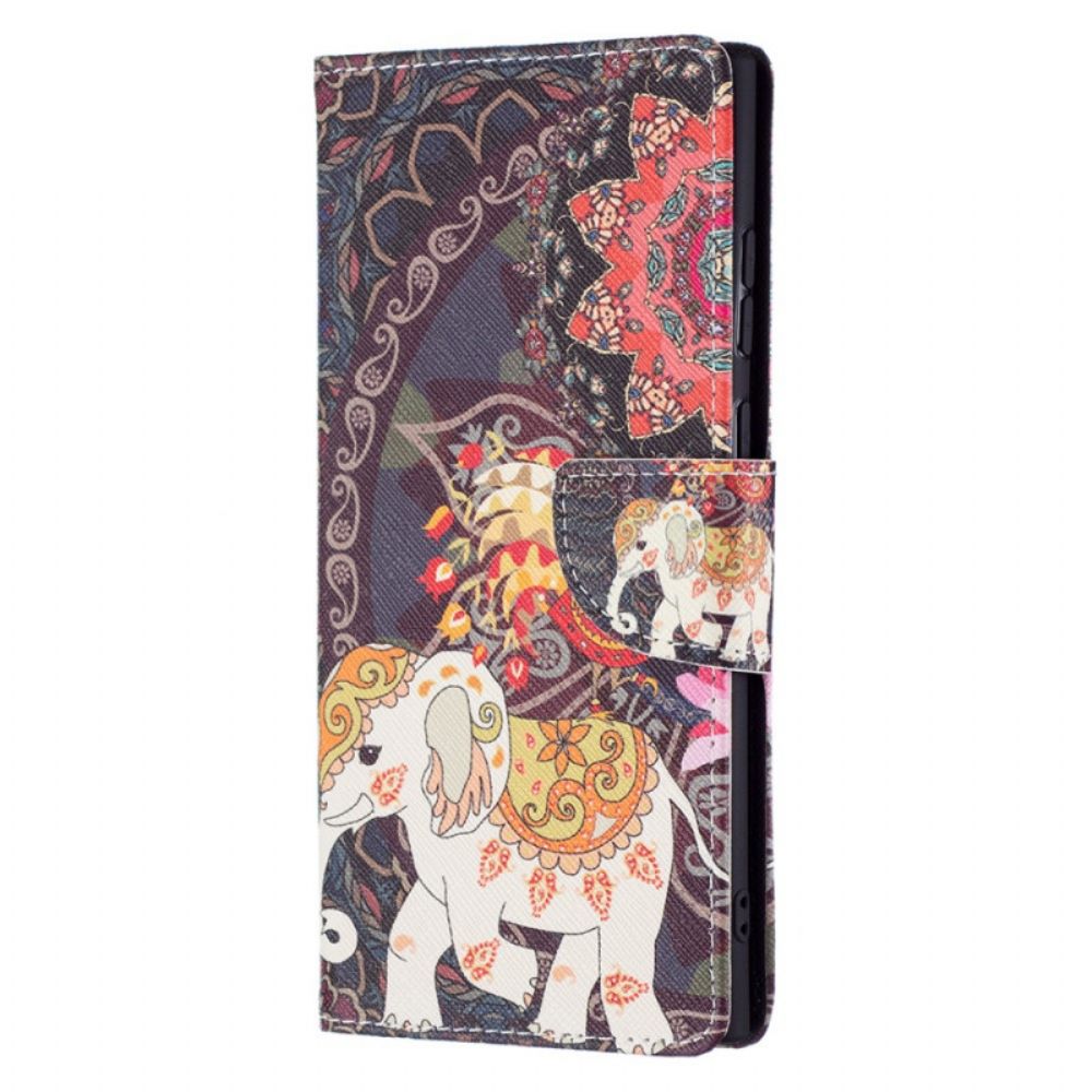 Folio-hoesje voor Samsung Galaxy S22 Ultra 5G Indische Olifant