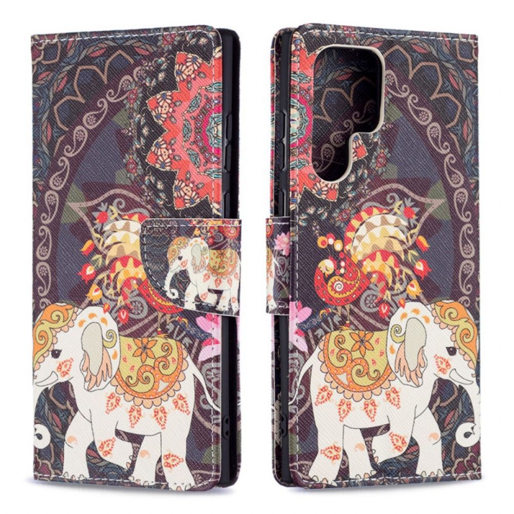 Folio-hoesje voor Samsung Galaxy S22 Ultra 5G Indische Olifant